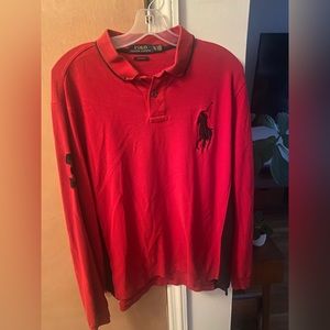 Men’s XL Polo Red Men’s long Sleeve Polo. Big horse